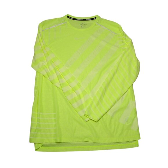 Nike Running Dri-Fit Men's Size- XL Neon Yellow Long Sleeve Performance Running - Picture 1 of 5